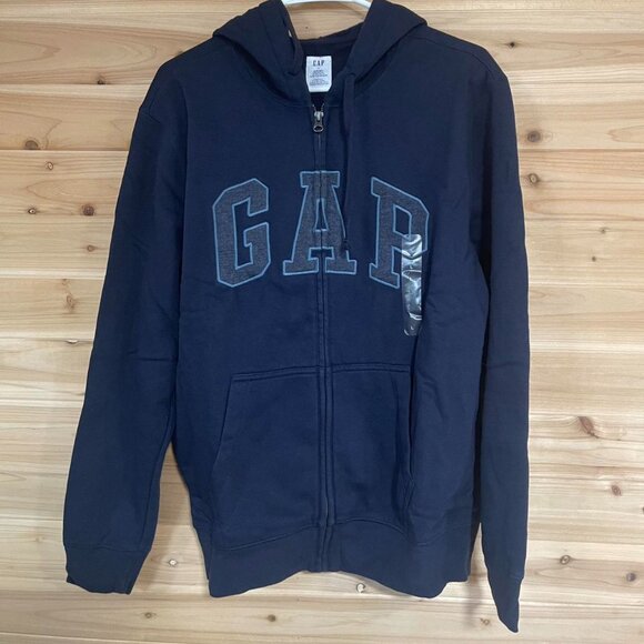 Navy Gap Zip Up Hoodie - Picture 1 of 8